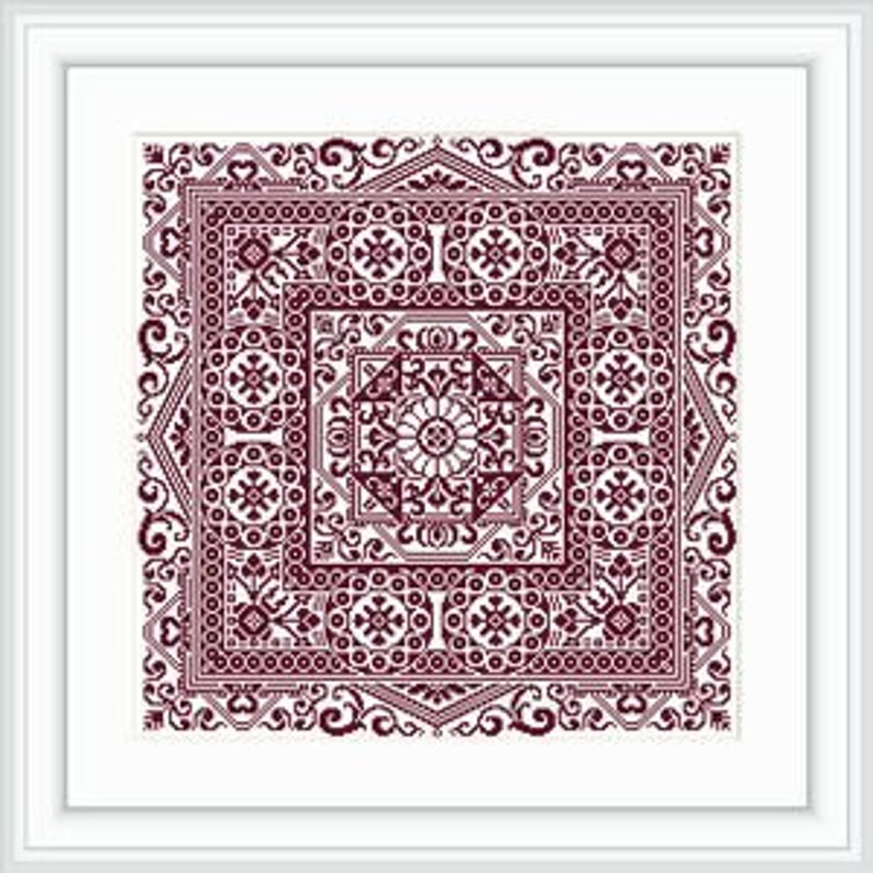 Cross stitch pattern Monochrome Ornamental square Etsy