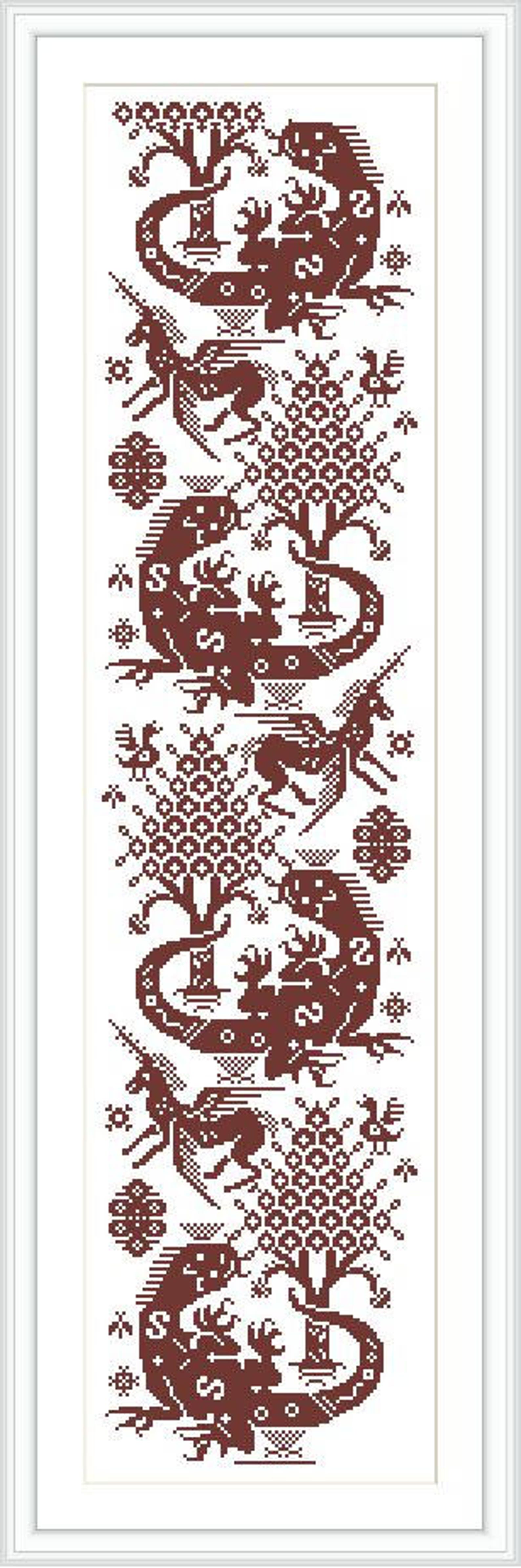 The pattern for monochrome embroidery cross stitch the tree Etsy