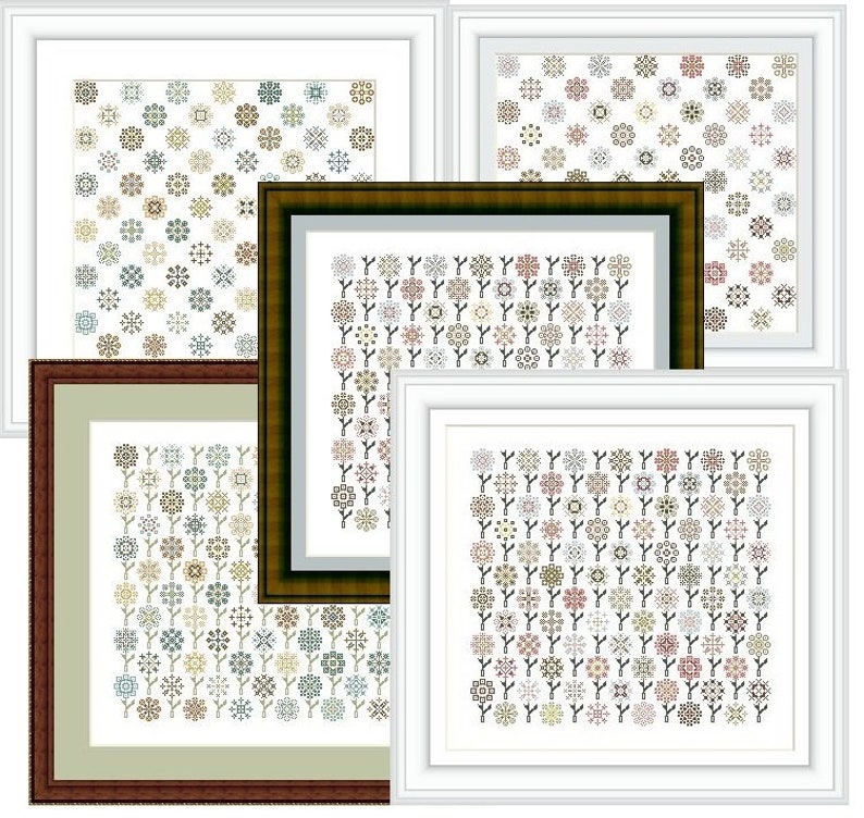 Cross Stitch Pattern Sampler APRIL FLOWERS Palette Two Etsy