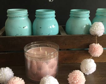 Mini Soft Pink & White Pom Pom Garland, Nursery Decor, Valentines Day Decor, Home Decoration, Photo Backdrop