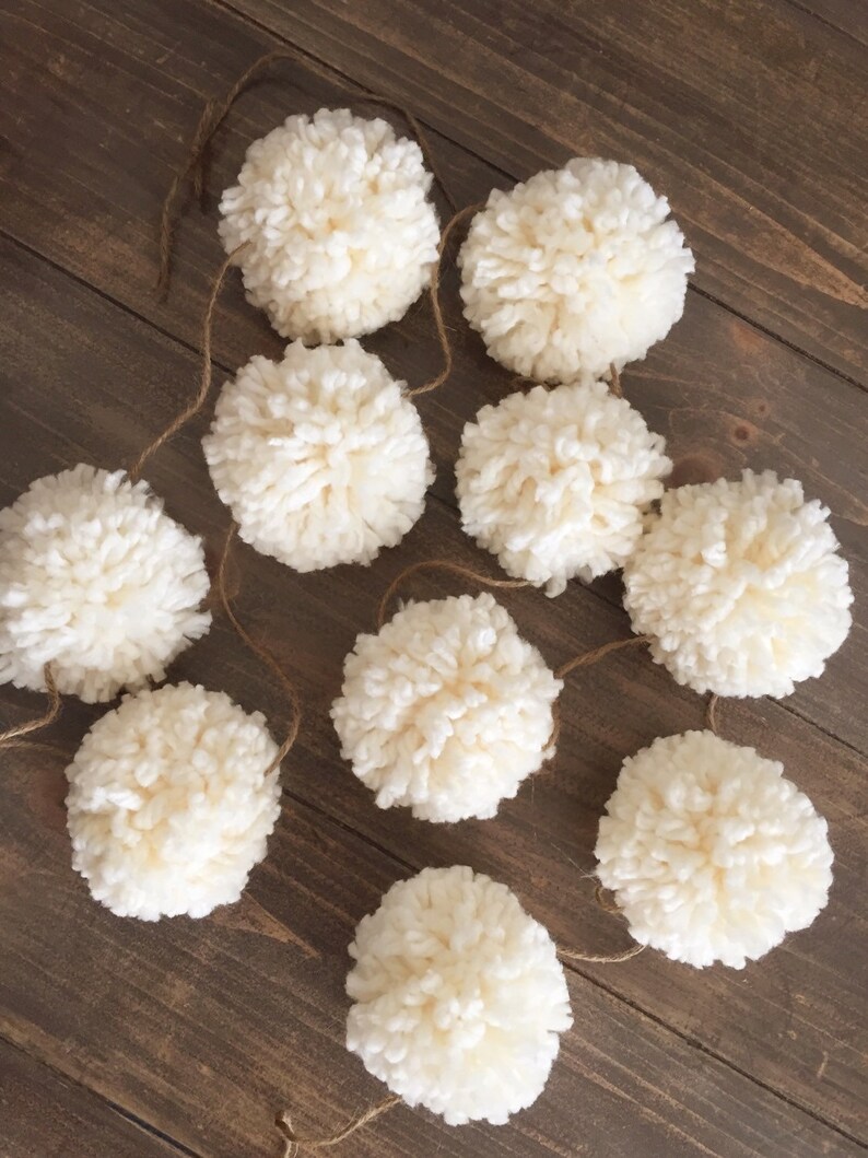 Cream Pom Pom Garland Chunky Yarn Pom Pom Garland Birthday Etsy