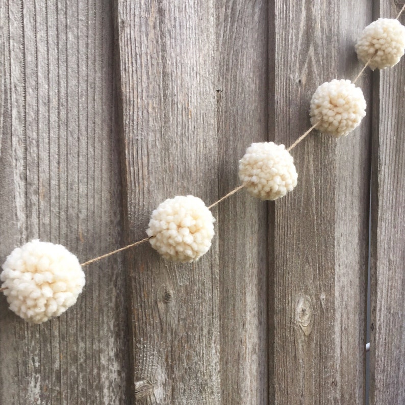 Cream and Gold Stranded Pom Pom Garland Chunky Yarn Pom Pom Etsy