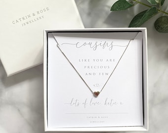 Cousin gift, Special Cousin sterling silver heart necklace present in gift box. Cousin birthday gift   FREE GIFT WRAPPING!
