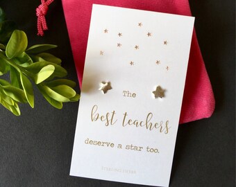 Star earrings thank you teacher earrings, teacher thank you gift, star stud earrings, teacher present