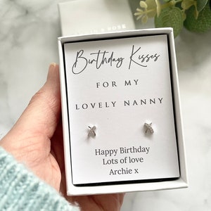 Nanny Birthday Gift, Nanny Birthday earrings, Best Nanny, Gift for Nanny from Grandchildren, Nanny birthday gift ideas, Nanny kiss earrings.