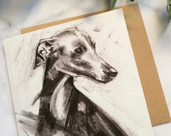 Original Art Blank Greetings Card, Arty Card, Greyhound Art, Greyhound Birthday Card, Greyhound Lovers, Sighthound Art, Card for Dog Lover