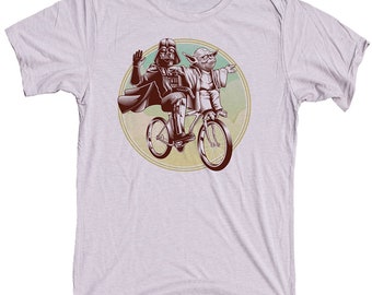 Funny Star Wars Shirt Darth Vader and Yoda Riding a Bike