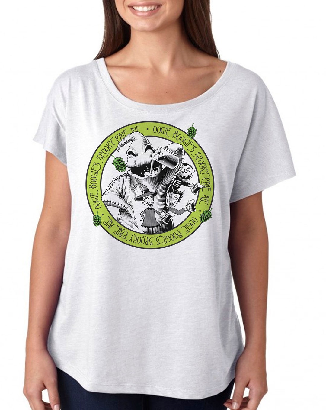 T-shirt Nightmare Before Christmas Grande Impression Noire - Taille L - Neuf Avec Défauts