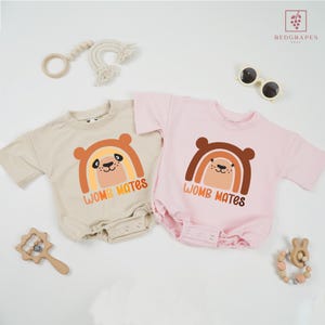 Womb Mates Twin Baby Romper, Baby Shower Gift, Best Friends Twin Bodysuit, Custom Baby Bodysuit, Twin Baby Romper, Womb Mates Twin Newborn