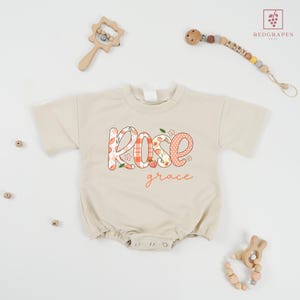 Personalized Name Baby Romper, Custom Birthday Baby Tee, Coming Soon Baby, Summer Baby Bodysuit, Cute Floral Baby Outfit, Baby Shower Gift