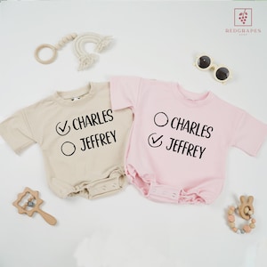 Custom Baby Names Twin Baby Romper, Cute Baby Clothes Twin Baby Outfit, Best Friends Matching Outfits, Cute Best Friend Twin Shirts
