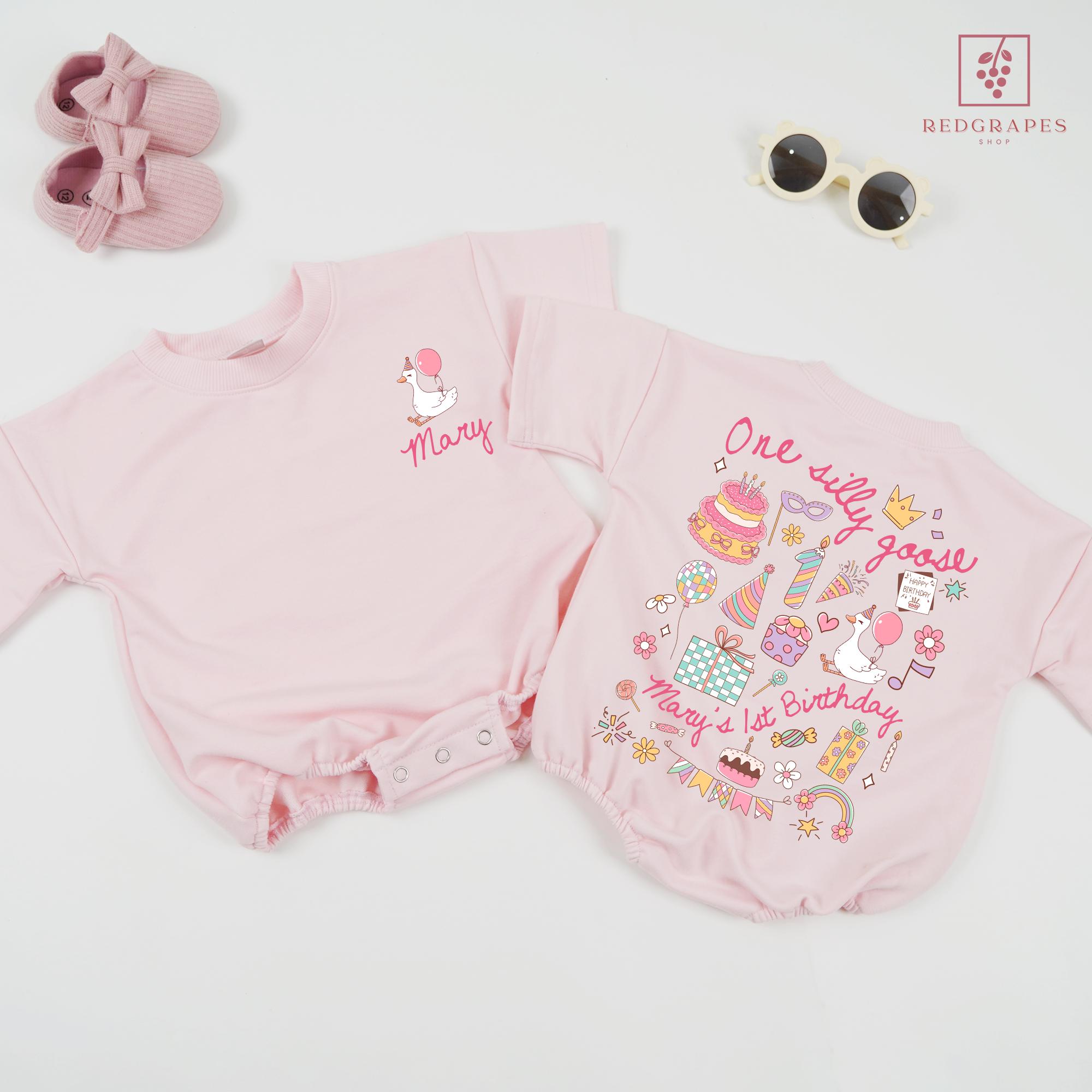 Personalized One Silly Goose Birthday Baby Romper, Cute Birthday Baby, 1st Birthday Silly Goose Romper, Silly Goose Birthday, Newborn Outfit