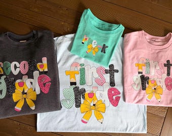 Camiseta del nivel escolar / Camiseta del primer día de clases / Regalo de agradecimiento para el maestro / Jardín de infancia / Primer grado / Segundo grado / Tercer grado
