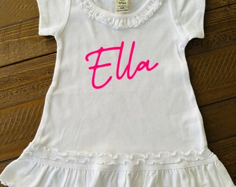 Vestido personalizado, vestido de niñas, vestido de niño pequeño, vestido de bebé, vestido de nombre, camisa de nombre