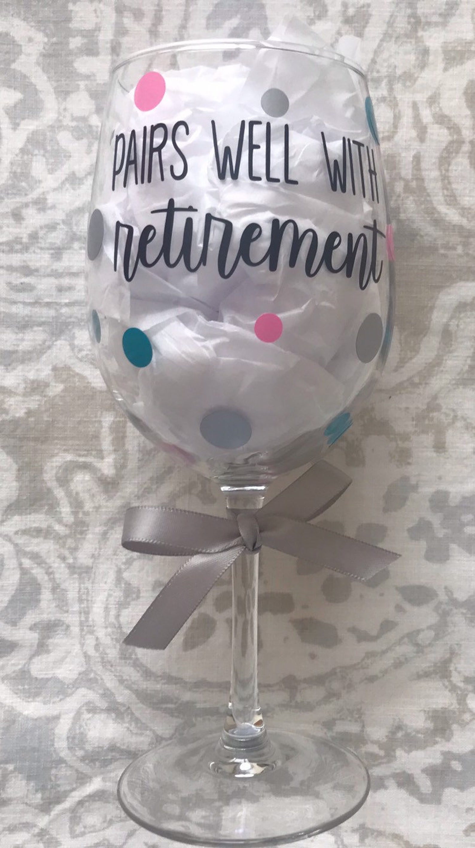 Pairs Well With Retirement / Retirement Wine Glass / Etsy
