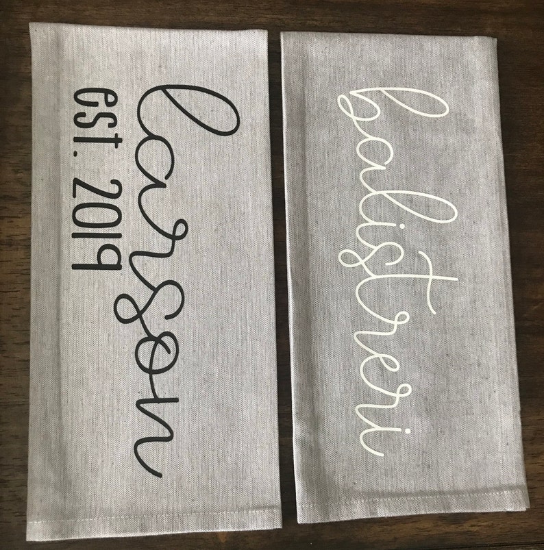 Personalized Dish Towel / Family Name Kitchen Towel / Custom Etsy