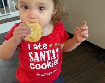 Camisa navideña/Comí galletas de Papá Noel/Camisa navideña para niñas