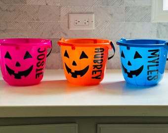 Personalized Light Up Halloween Bucket