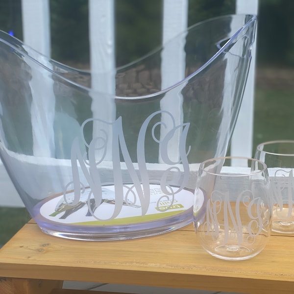 Acrylic Ice Bucket, Acrylic Ice Tub, Personalized Wine Glasses, Monogrammed Acrylic Ice Tub