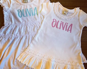 Vestido del día de San Valentín para niñas / Vestido personalizado / Vestido para niñas / Vestido para niños pequeños / Vestido para bebés / Vestido con nombre / Camisa con nombre