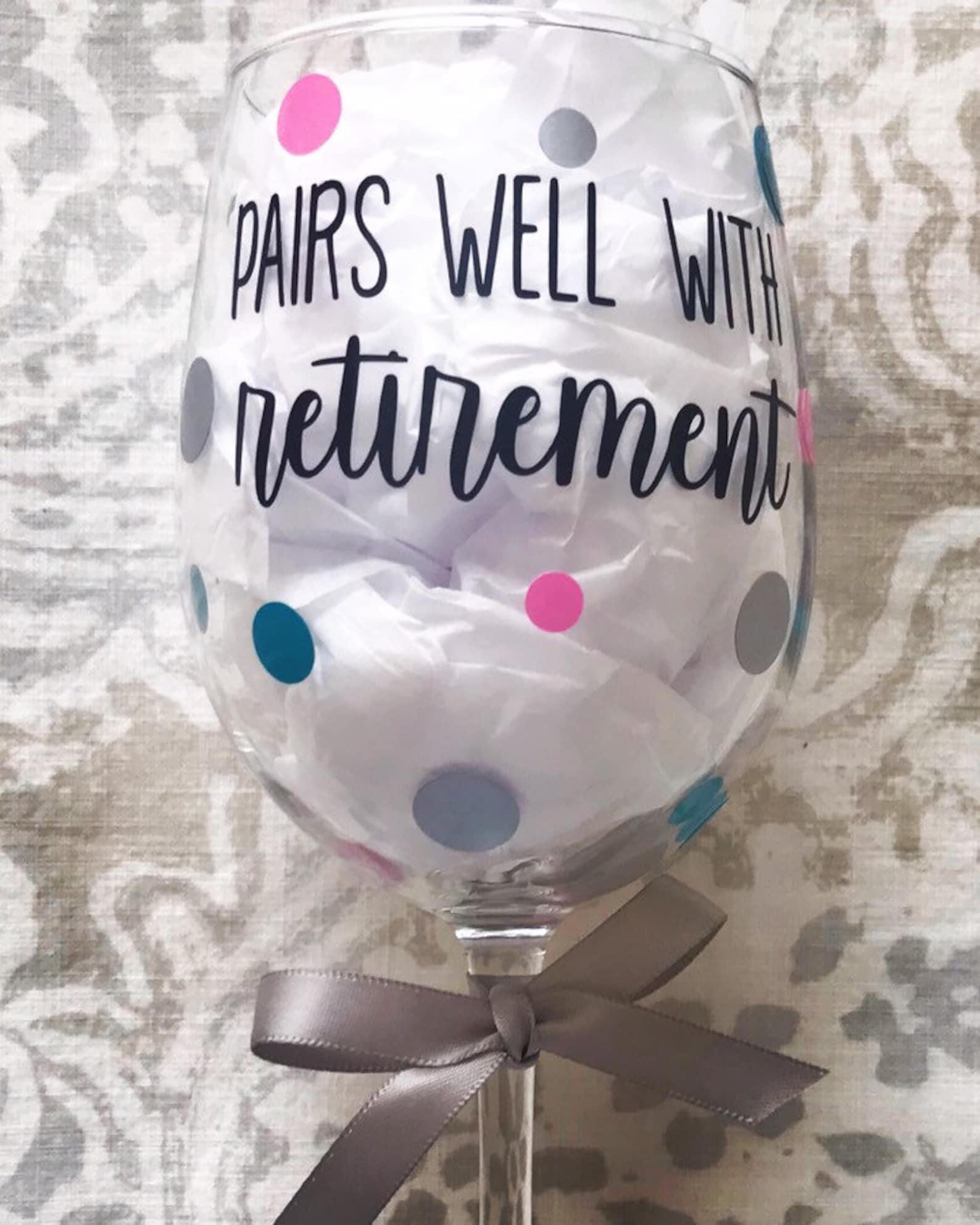 Pairs Well With Retirement / Retirement Wine Glass / Etsy
