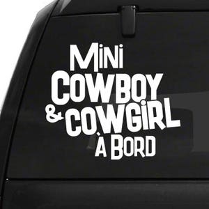 Mini kowboj i kowbojka na pokładzie naklejki 8 "x 8"-dziecko na pokładzie-nowy prezent na baby shower, naklejki samochodowe, samochód, koń, Cheval, Western