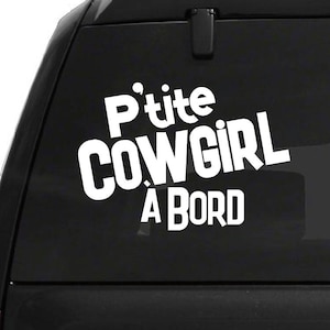 Mała kowbojka na pokładzie naklejki 8 "x 6"-dziecko na pokładzie-nowy prezent prysznicowy dla mamy, naklejki samochodowe, samochód, koń, Cheval, Western