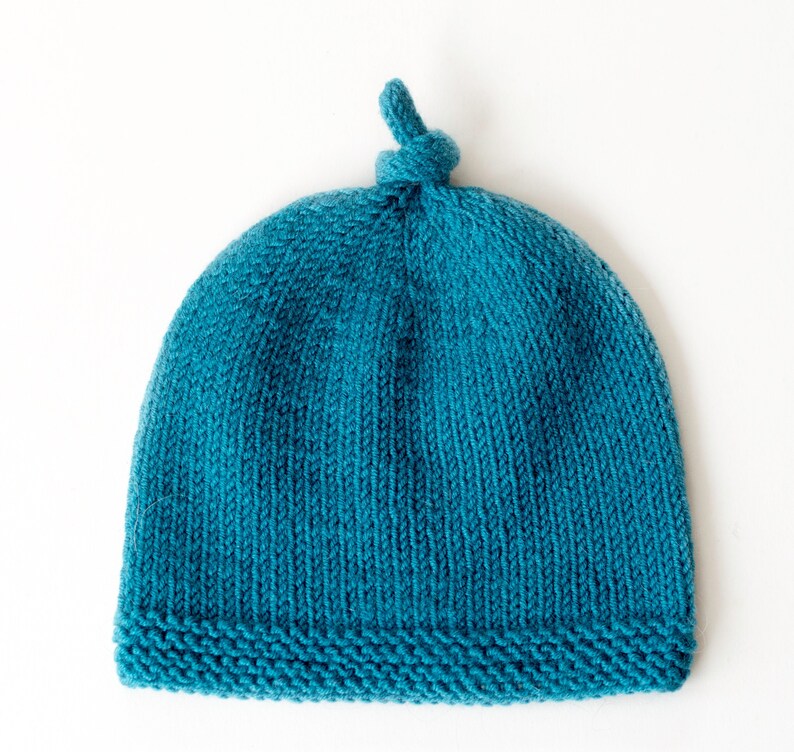 Baby Blue Green Wool Knitted Hat With Top Knot. Cute Hat for - Etsy