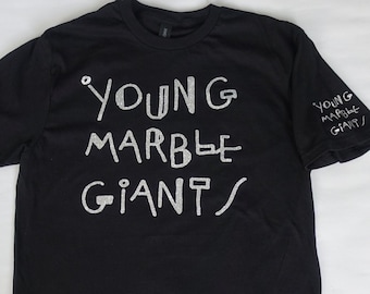 Young Marble Giants Dazzling Silver Glitter T shirt, Colossal Youth,Final Day, Indie, 1980s, Rough Trade Records,Testcard, Wales