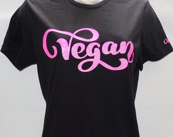 Vegan Glitter T shirt Pink, Vegan Gift, Vegan T Shirt, Friends Not Food, Vegan T-Shirt, Vegetarian Shirt, Vegan Clothing, Ravens of London