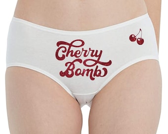 Cherry Bomb Panties, Red Glitter Ladies Underwear Knickers, Glitter, Present, Women’s Panties, Cotton, Briefs, Ladies Pants, Glam,70s