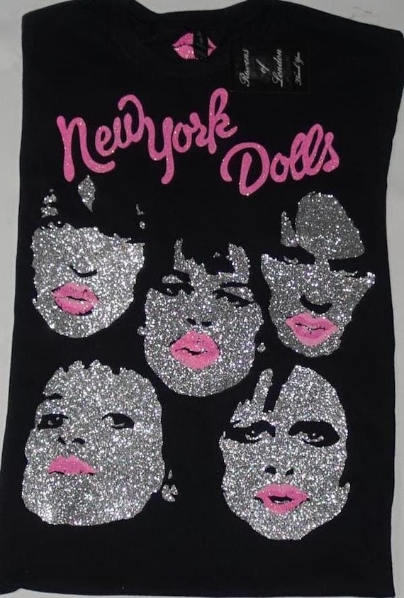 New York Dolls Faces Glitter T Shirt, 1970s, Jet Boy, Trash
