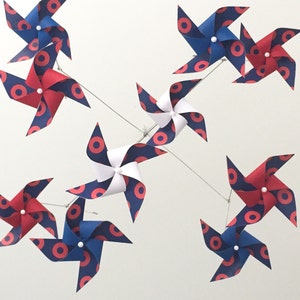 Twist 2 - Phish inspired mobile / Royal Blue, White & Red pinwheel baby mobile / donut crib mobile / gender neutral baby mobile / Phish Baby