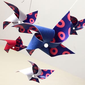 Twist 1 - Phish inspired pinwheel baby mobile /  Navy, Gray & Red /  nursery decor / baby shower gift / Donut baby mobile / Phish Baby