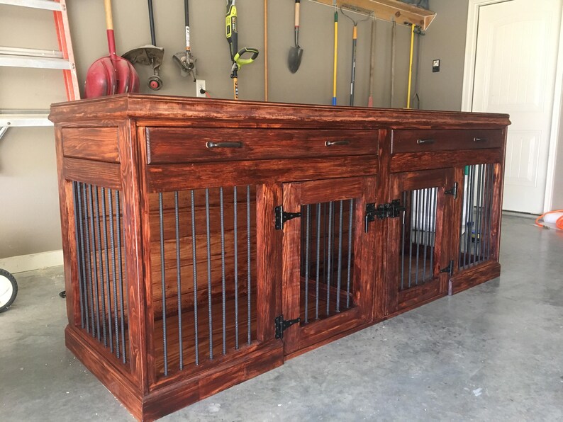 Rustic Mahogany SideXSide dog kennel with two drawers Etsy