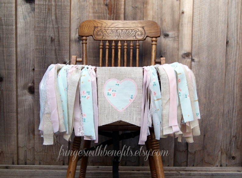 Shabby Chic High Chair Banner Boho Baby Girl Nursery Image 0