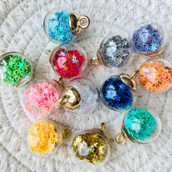 10 boules de verre breloques boule de cristal pendentifs globe de verre breloques pour bijoux à bricoler soi-même accessoires porte-clés 1 pouce