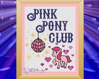 DIGITAL FILE: Pink Pony Club Cross Stitch Pattern