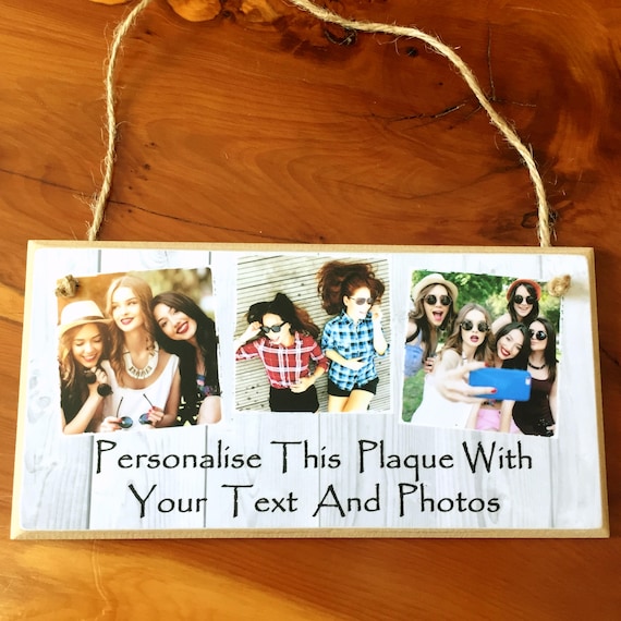 8x4/'/'Personalised Photo /& Text Plaque Birthday Christmas Best Friend Gift