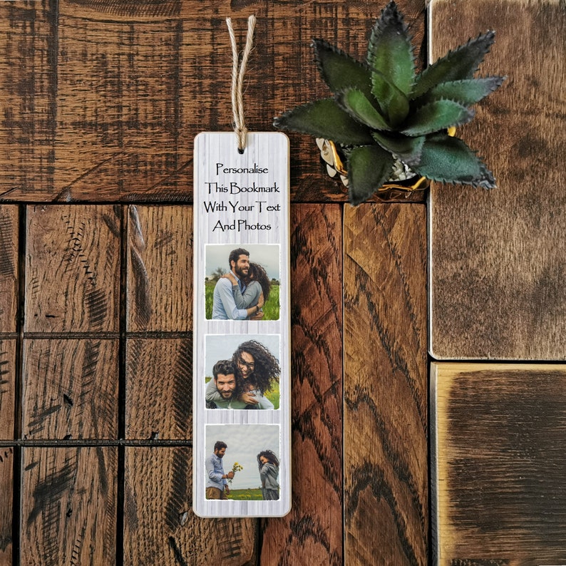 8x2''Personalised Wooden Family Photo Plaque Bookmark Friend Child Father's Day Mother's day Nanna Grandad Birthday Gift Present Dad Grandad image 3