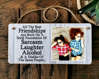 Personalized Friend Photo Plaque, Custom Quote, Handmade (8x4")