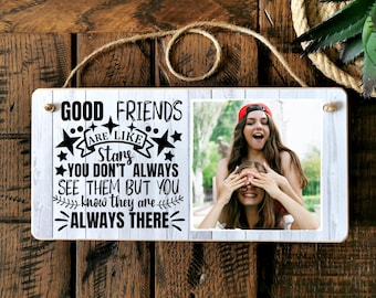 Personalized Photo Wooden Plaque: Friendship Birthday Gift (8x4 inch)