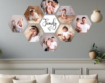 Personalized Hexagon Photo Wall Tiles: Custom Home Decor (20x23cm)