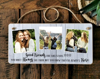 Personalized Photo Friendship Plaque, Handmade Friend Gift (8x4")