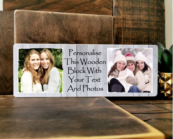 11x4" Personalised Family Photo & Text Plaque Best Friend Baby Friendship NEW 
