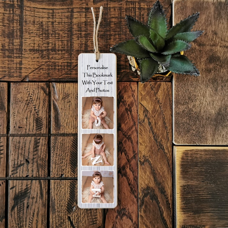 8x2''Personalised Wooden Family Photo Plaque Bookmark Friend Child Father's Day Mother's day Nanna Grandad Birthday Gift Present Dad Grandad image 4