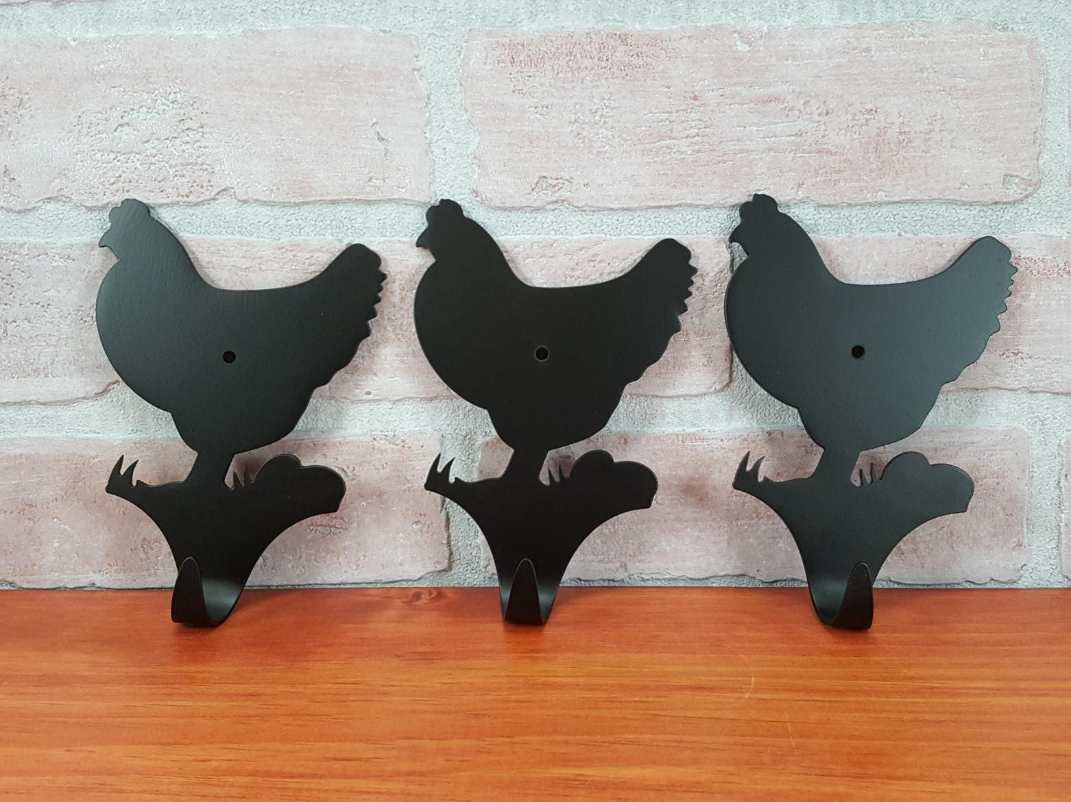 Set of Hen Wall Hooks Rustic Chicken Hooks Country Etsy