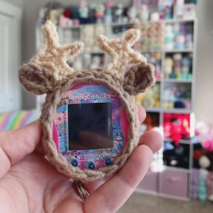 Crochet Reindeer Tamagotchi Case, Christmas Tamagotchi Case, Deer Tamagotchi Case, Tamagotchi Case