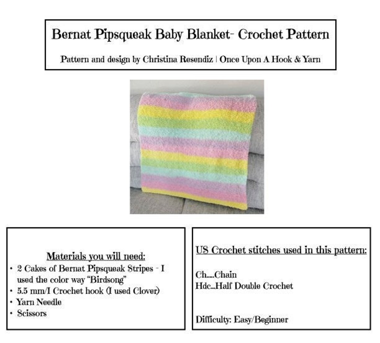 Rainbow Baby Blanket Crochet Blanket Pattern Pipsqueak Etsy