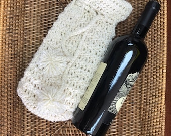 Crochet Wine Bottle Gift Bag, Wine bag, Wine Tote, Gold, Sparkle, Gift for her, Gift for him, Handmade, Christmas Gift